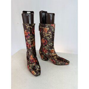 About Arianne Velvet Floral Calf Boots Spain EU Sz 38